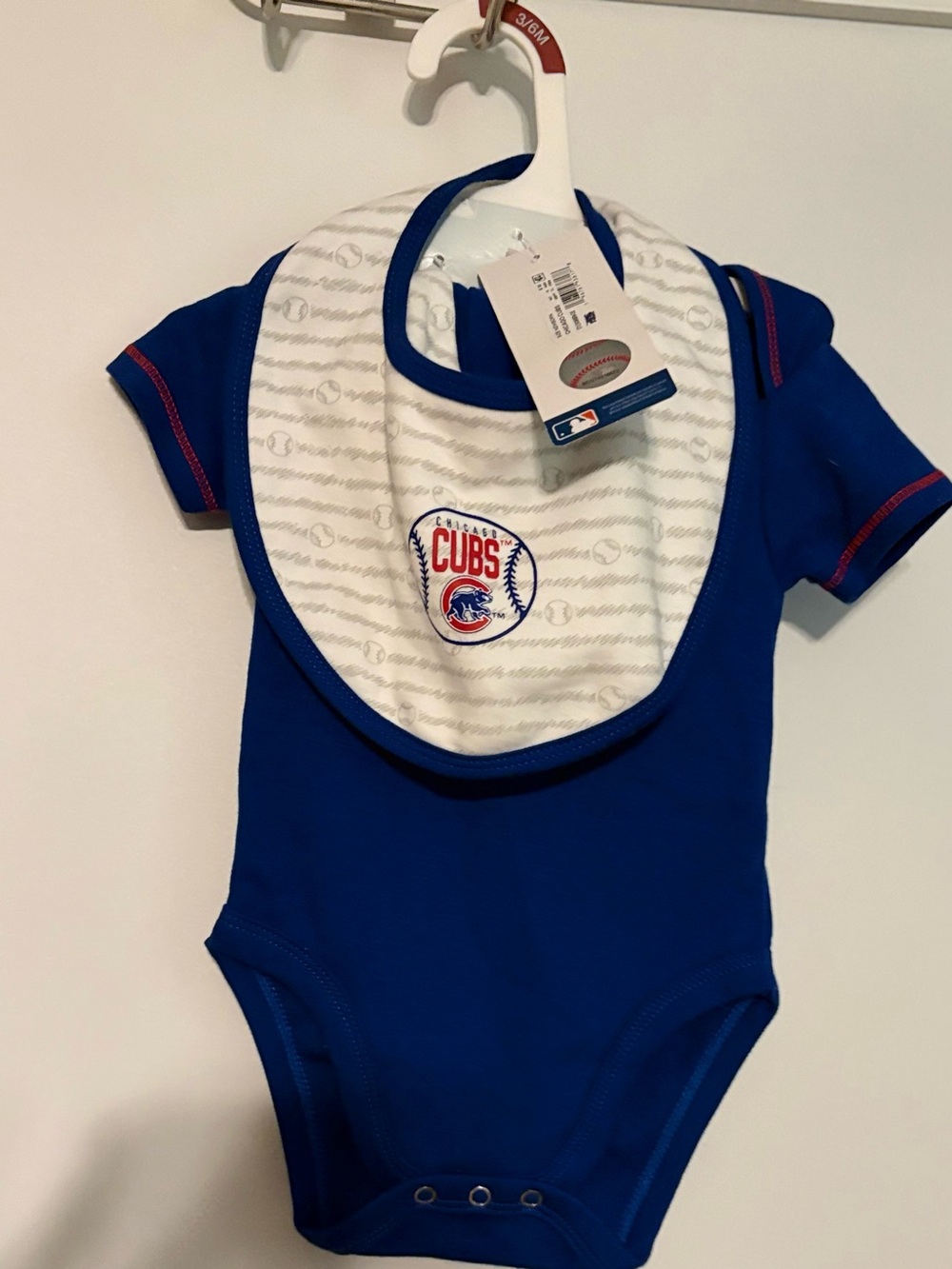 MLB Chicago Cubs Royal Blue Baby Bib and Bodysuit Set